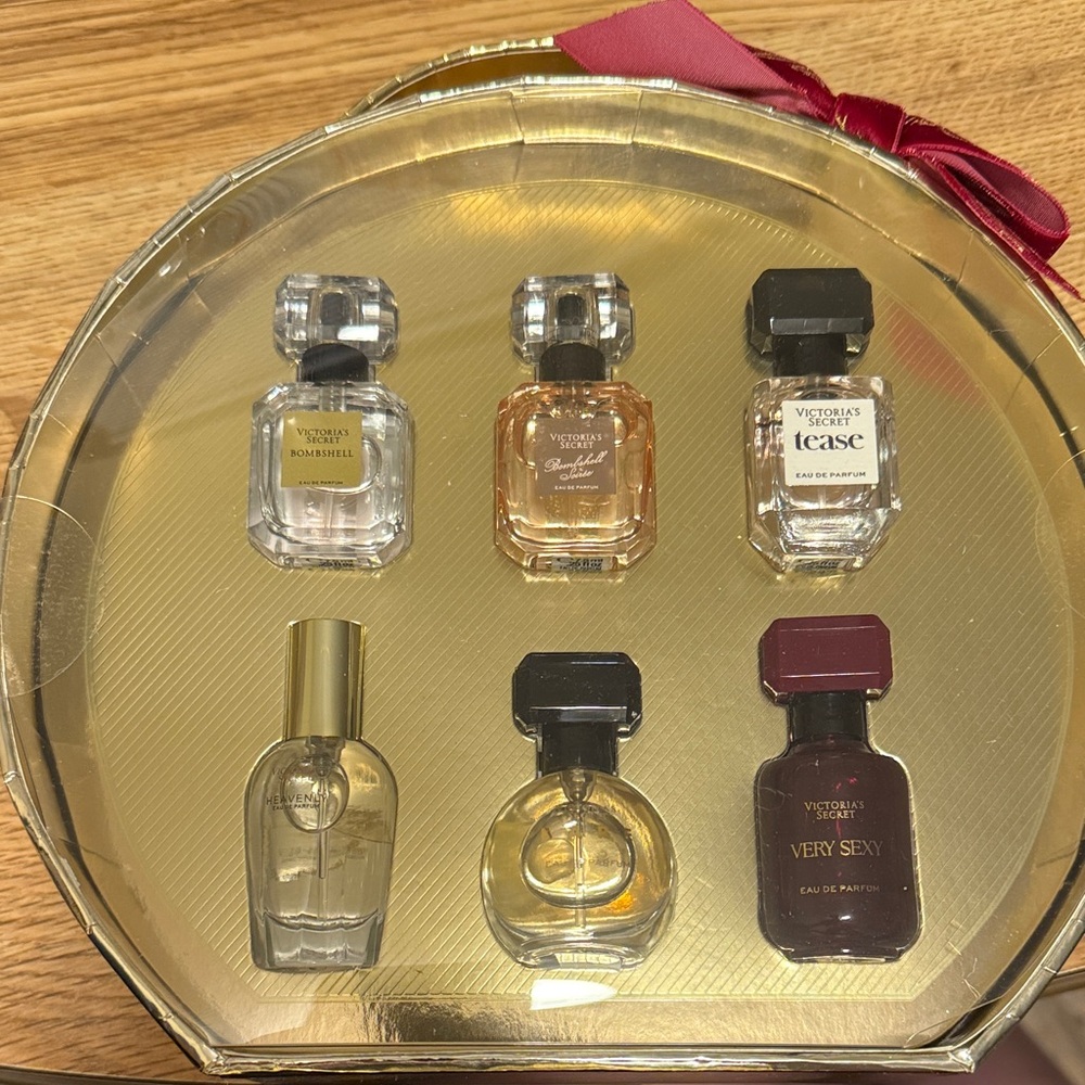 Victoria's Secret Perfume Collection with Gold and Red Details